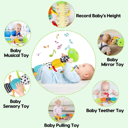 Baby Toys 0-3-6-12 Months, New Born Baby Boy Girl Gifts, Tummy Time Toys with Baby Mirror Teething Rattles Crinkle Music Sensory Toys for Newborn Babies Essentials 0 3 6 9 12 Month