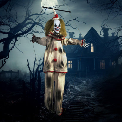 Haunted Hill Farm, clown animé Smalls de 140 cm sur balançoire, décoration d'Halloween pour intérieur ou extérieur couvert, fonctionne sur piles, décoration de fête