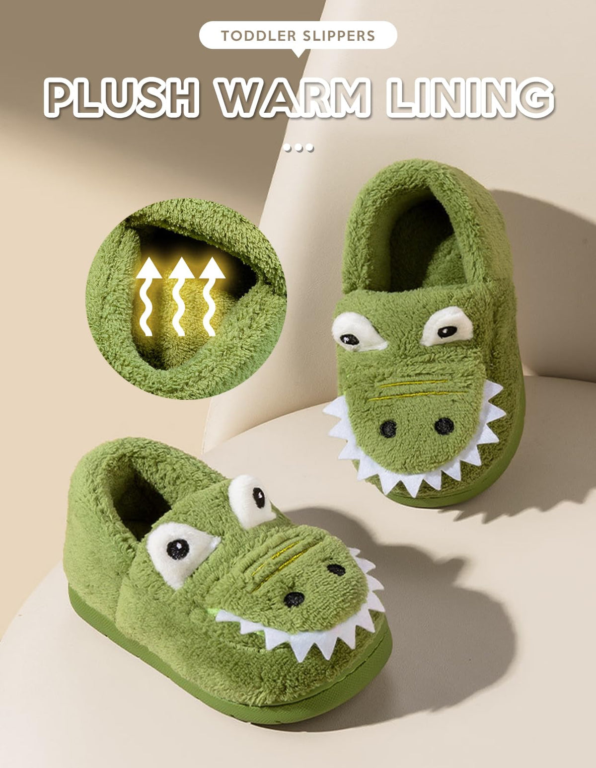 OWIF Toddler Slippers Boys Girls Kids, Dinosaur House Slippers Cute Warm Soft Fuzzy Slippers Non-slip Indoor Children Winter Toddler Shoes 🍁 All In One Marketplace Canada