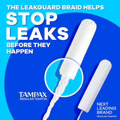 Tampax Pearl Tampons, with LeakGuard Braid, Ultra Absorbency, Unscented, 60 Count