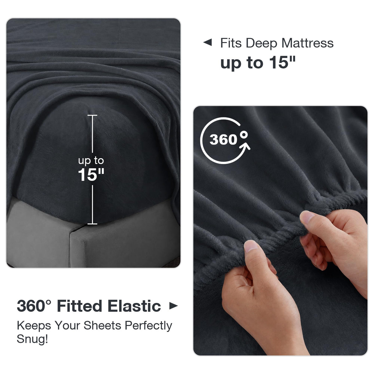 Softan Fleece Sheets, Soft as Flannel, Queen, Dark Grey 🍁 All In One Marketplace Canada