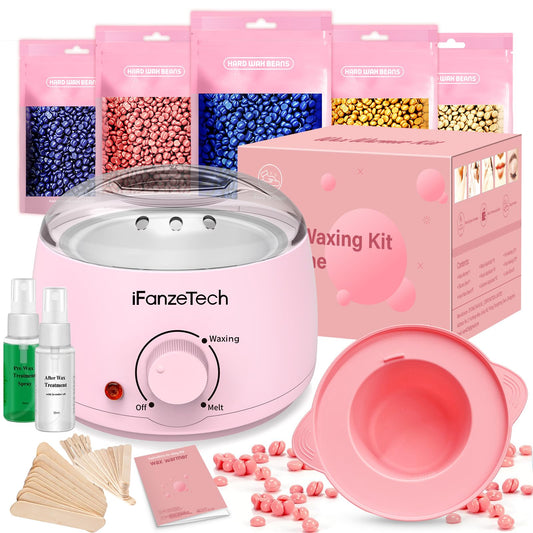 Waxing Kit for Women & Men: Wax Kit Wax Warmer for Hair Removal with 5 Packs Hard Wax Beads & Wax Pot, At-Home Wax Melt Warmer for Brazilian Bikini, Legs & Body, Ideal for Sensitive Skin & Beginners