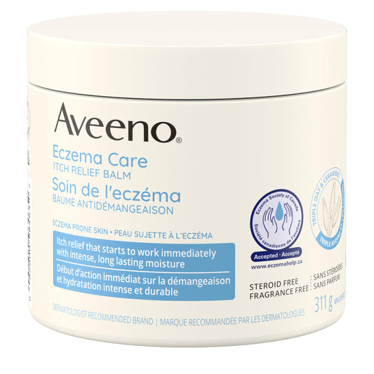 Aveeno Eczema Care Itch Relief Balm, Colloidal Oatmeal Eczema Cream for Instant Itchy Skin Relief, Intense Moisturizing Balm for Sensitive, Eczema-Prone Skin, Steroid- & Fragrance-Free, 311g - Available at All In One Marketplace Canada