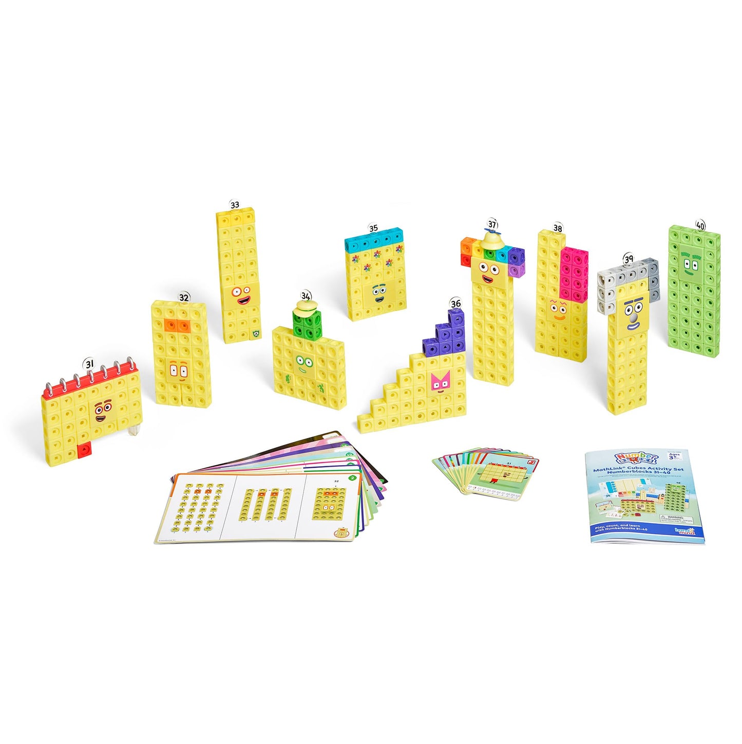 hand2mind Numberblocks 31-40 MathLink Cubes Activity Set - Learn Numbers & Early Math Skills, Preschool and Kindergarten Learning Activities, Educational Toys for Kids, Counting Math Manipulatives hand2mind