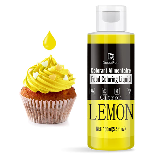 Food Coloring - Vibrant Liquid Icing Food Coloring Set for Baking, Cake Decorating, Easter Egg, Airbrush - Tasteless Food Color Dye for Fondant, Slime, DIY Crafts - 5.5 Fl.oz / 160ml Each (Lemon) 🍁 All In One Marketplace Canada