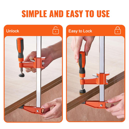 VEVOR Bar Clamps for Woodworking, 2-Pack 36" Clamp, Quick-Change F Clamp with 600 lbs Load Limit, 2.5" Throat Depth, Cast Iron and Carbon Steel, Wood Clamps for Woodworking Metal Working VEVOR