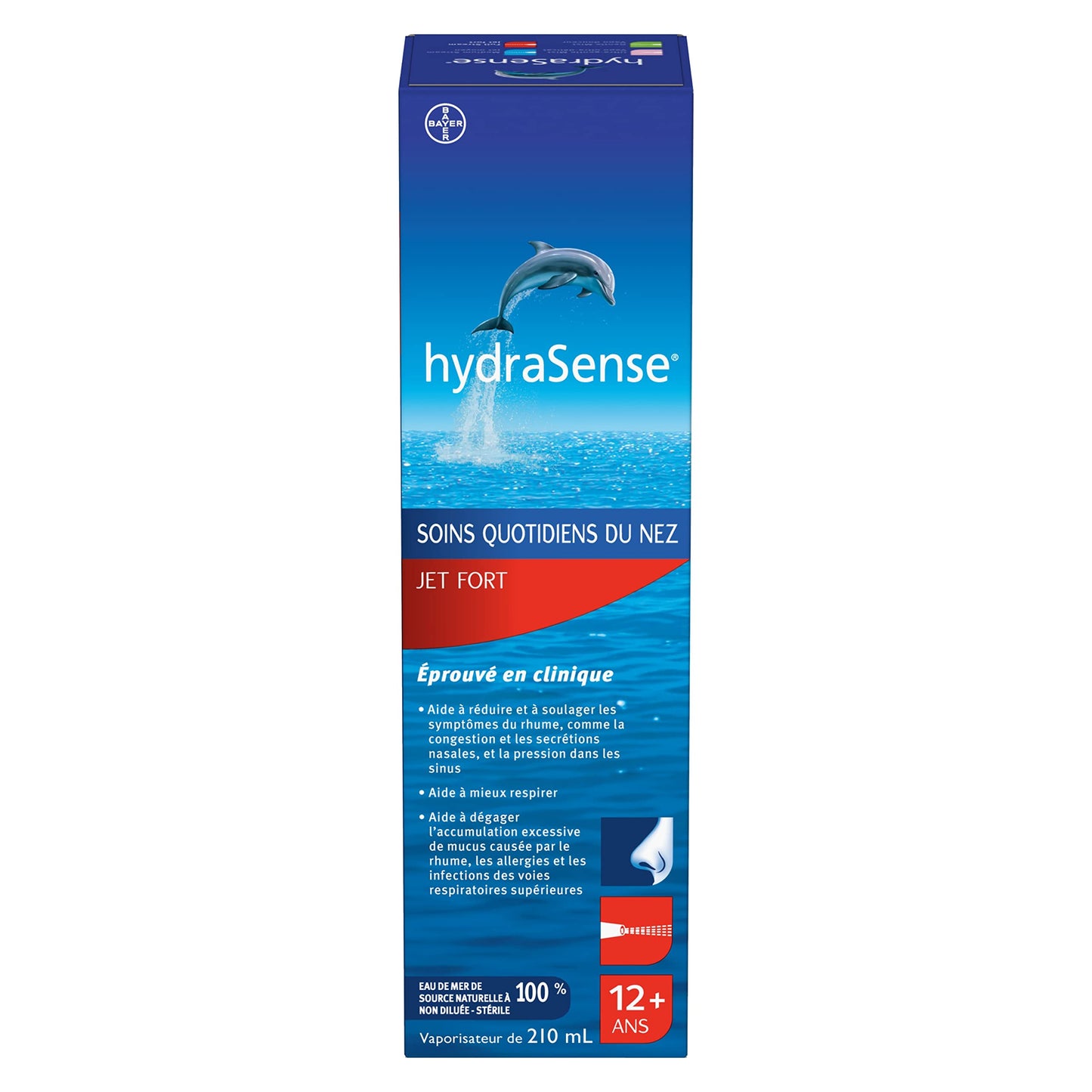 HydraSense Full Stream Nasal Spray, Daily Nasal Care, 100% Natural Source Seawater, Preservative-Free, 210 mL HydraSense