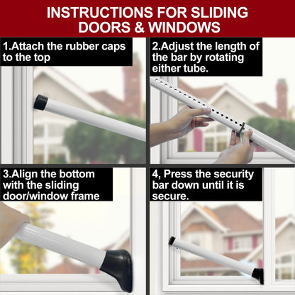 AceMining Upgraded Door Security Bar & Sliding Patio Door Security Bar, Heavy Duty Security Door Stoppers Adjustable Door Jammer for Home, Apartment, Travel (1 Pack,White) - Available at All In One Marketplace Canada