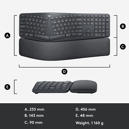Logitech Ergo K860 Wireless Ergonomic Split Keyboard with Wrist Rest
