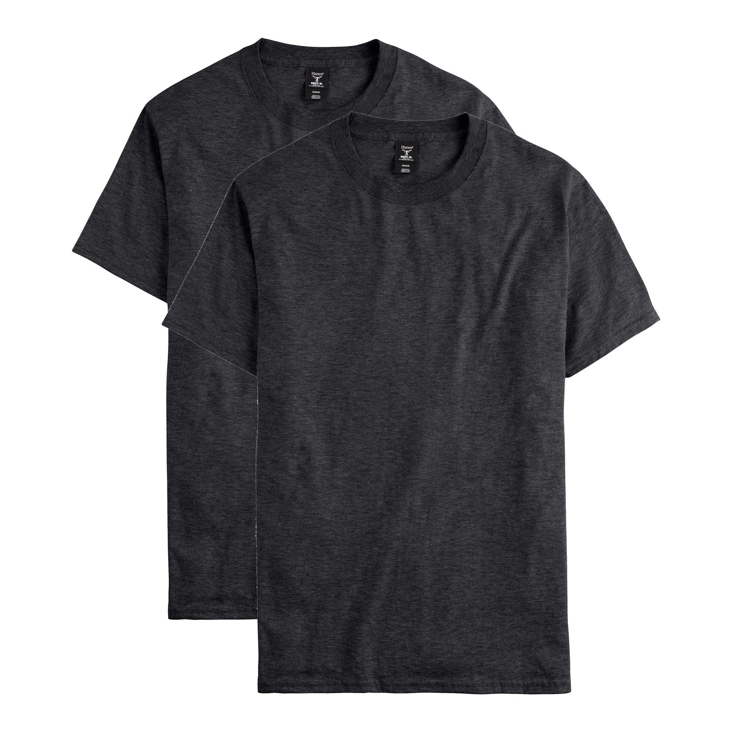 Hanes Size Men's Beefy Short Sleeve Tee Value Pack (2-Pack), Charcoal Heather, X-Large Tall