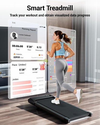 Superun Walking Pad,6% Manual Incline Walking Pad Treadmill,Under Desk Treadmill for Home Office, with App & Remote,2.5HP Quiet,LED Display,300 lbs Capacity Superun