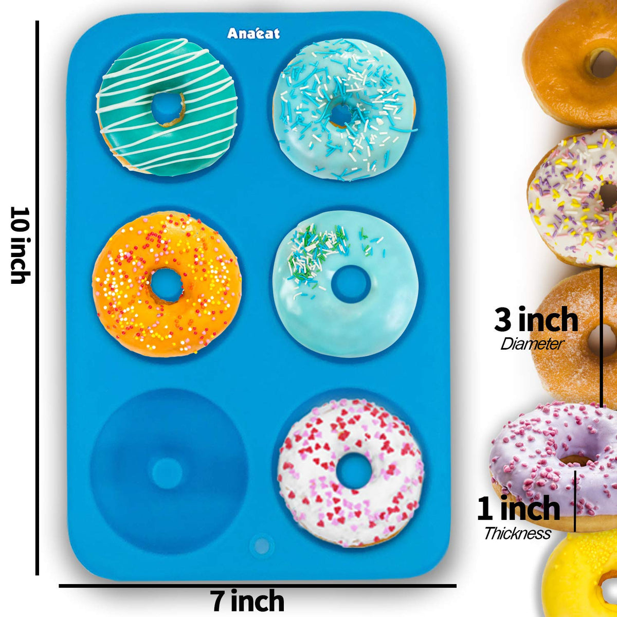 Anaeat 3 Pack Donut Pan Silicone Baking Mold, Just Pop Out! Non-Stick Doughnuts Baking Pans for 6 Full-Size Donuts, Muffins, Cake Biscuit Bagels - Easy Clean, Oven, Dishwasher Safe(Multicolor) 🍁 All In One Marketplace Canada