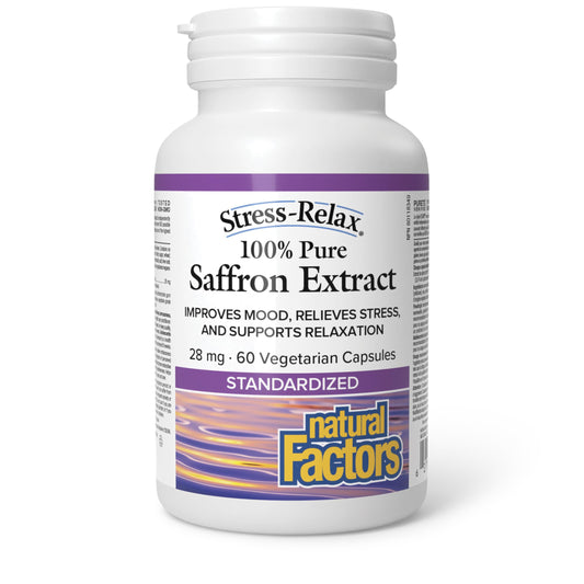 Natural Factors Stress-Relax Saffron Extract 28 mg, 60 DAY SUPPLY, 100% Pure, 60 Veg Caps, Improves Mood, Relieves Stress & Supports Relaxation, Proudly Canadian - Available at All In One Marketplace Canada