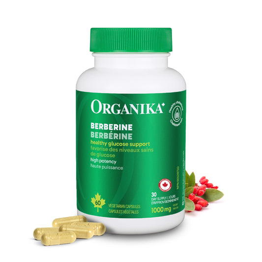 Organika Berberine - High Potency 1000mg per Day, Cholesterol and Glucose Metabolism Support, Helps Maintain Cardiovascular Health - 60vcaps