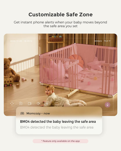 Momcozy Smart WiFi Baby Monitor with Camera and Audio, 5" 1080P Screen with Wall Mount, Motion & Cry Detection, Safe Fence,Clear Night Vision, 5000mAh Battery, 2-Way Talk, Photo & Video Recording,BM04 - Available at All In One Marketplace Canada