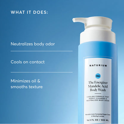 Naturium The Energizer Body Wash, Cooling & Refreshing Formula with Mandelic Acid, Deeply Cleanses & Helps Reduce Body Odour, 16.9 OZ / 500 ML
