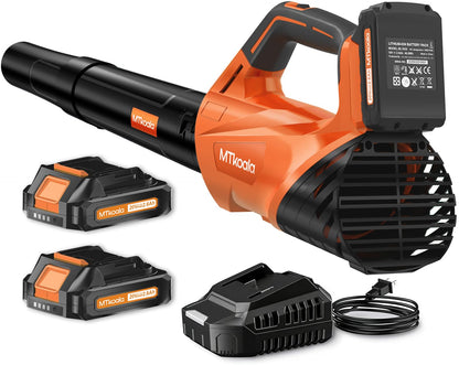 2026 Upgrade Leaf Blower, Leaf Blower Cordless with 2*2.6AH Batteries and Fast Charger, 450CFM &150MPH and 2 Speed Mode, Lightweight Electric Leaf Blowers for Lawn,Yard, Leaves, Dust,Snow Care(Orange)