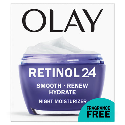 Olay Retinol 24 Face Moisturizer, Anti-Aging Night Cream for Women, Fragrance-Free, Non Greasy - Anti-Wrinkle, Smooth Fine Lines, Tightening, Hydrating Skin Care - Peptides, Glycerin, 50 mL Olay