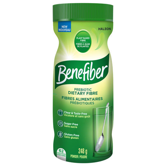 Benefiber Prebiotic Fibre Supplement Powder, Promotes Good Gut Health, Unflavoured & Completely Clear, Dissolves in Drinks & Food, Plant‑Based, Sugar‑Free, Gluten‑Free, Non-GMO, Daily Soluable Fibre Supplement, 62 Servings (248 g) - Available at All In One Marketplace Canada