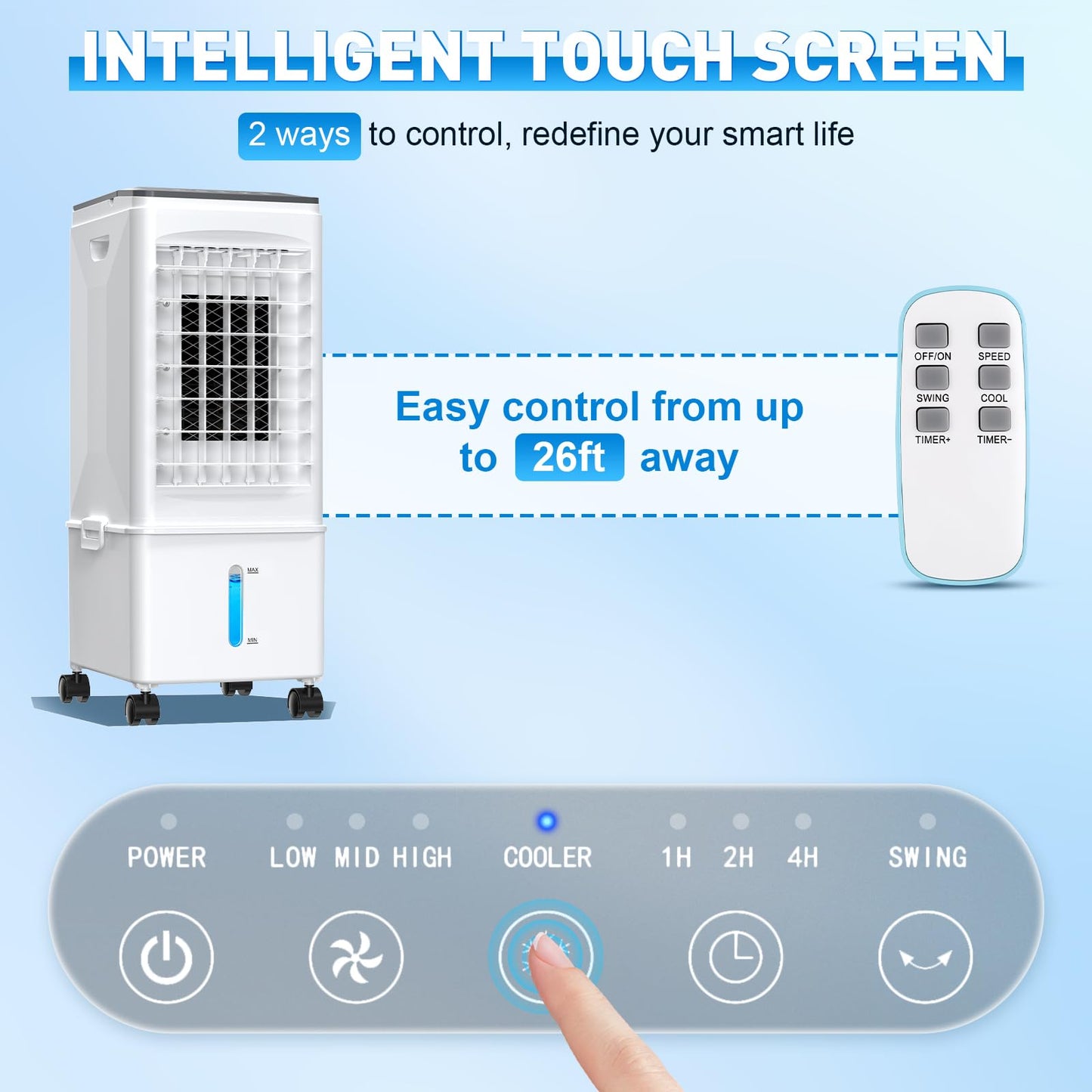 Portable Air Conditioner, 9.5L Portable AC Unit, 24H Fast Cooling, 3 Speeds Cooling Fan, Quiet Air Conditioner Portable w/7H Timer & Remote, Evaporative Air Cooler for Bedroom Home Office - Available at All In One Marketplace Canada
