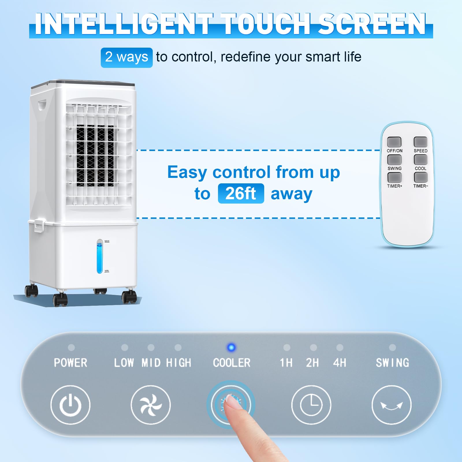 Portable Air Conditioner, 9.5L Portable AC Unit, 24H Fast Cooling, 3 Speeds Cooling Fan, Quiet Air Conditioner Portable w/7H Timer & Remote, Evaporative Air Cooler for Bedroom Home Office - Available at All In One Marketplace Canada