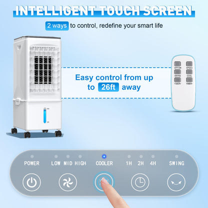 Portable Air Conditioner, 9.5L Portable AC Unit, 24H Fast Cooling, 3 Speeds Cooling Fan, Quiet Air Conditioner Portable w/7H Timer & Remote, Evaporative Air Cooler for Bedroom Home Office - Available at All In One Marketplace Canada