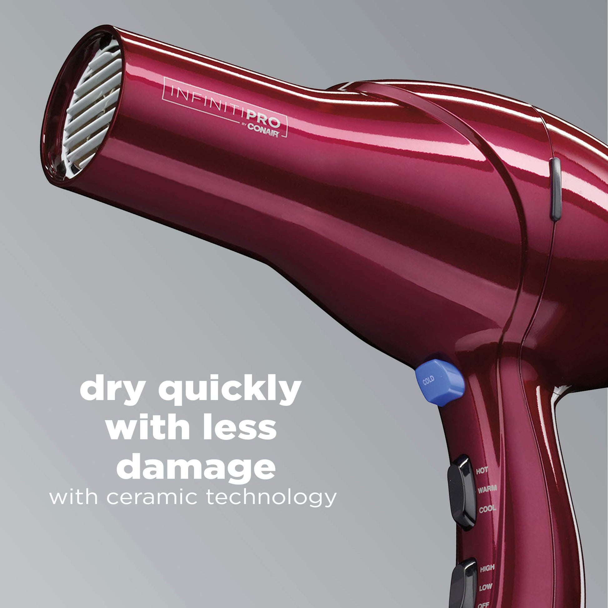 INFINITIPRO BY CONAIR 1875 Watt Salon Performance AC Motor Styling Tool/Hair Dryer, Burgundy Blow Dryer Conair