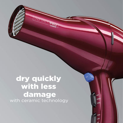 INFINITIPRO BY CONAIR 1875 Watt Salon Performance AC Motor Styling Tool/Hair Dryer, Burgundy Blow Dryer Conair