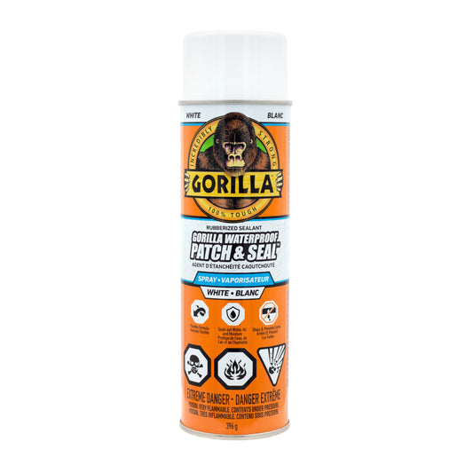 Gorilla Waterproof Patch & Seal Spray, Flexible Rubberized Coating, Seals Out Water Air & Moisture, Stops & Prevents Leaks, White, 14oz/396g, (Pack of 1) 🍁 All In One Marketplace Canada GORILLA