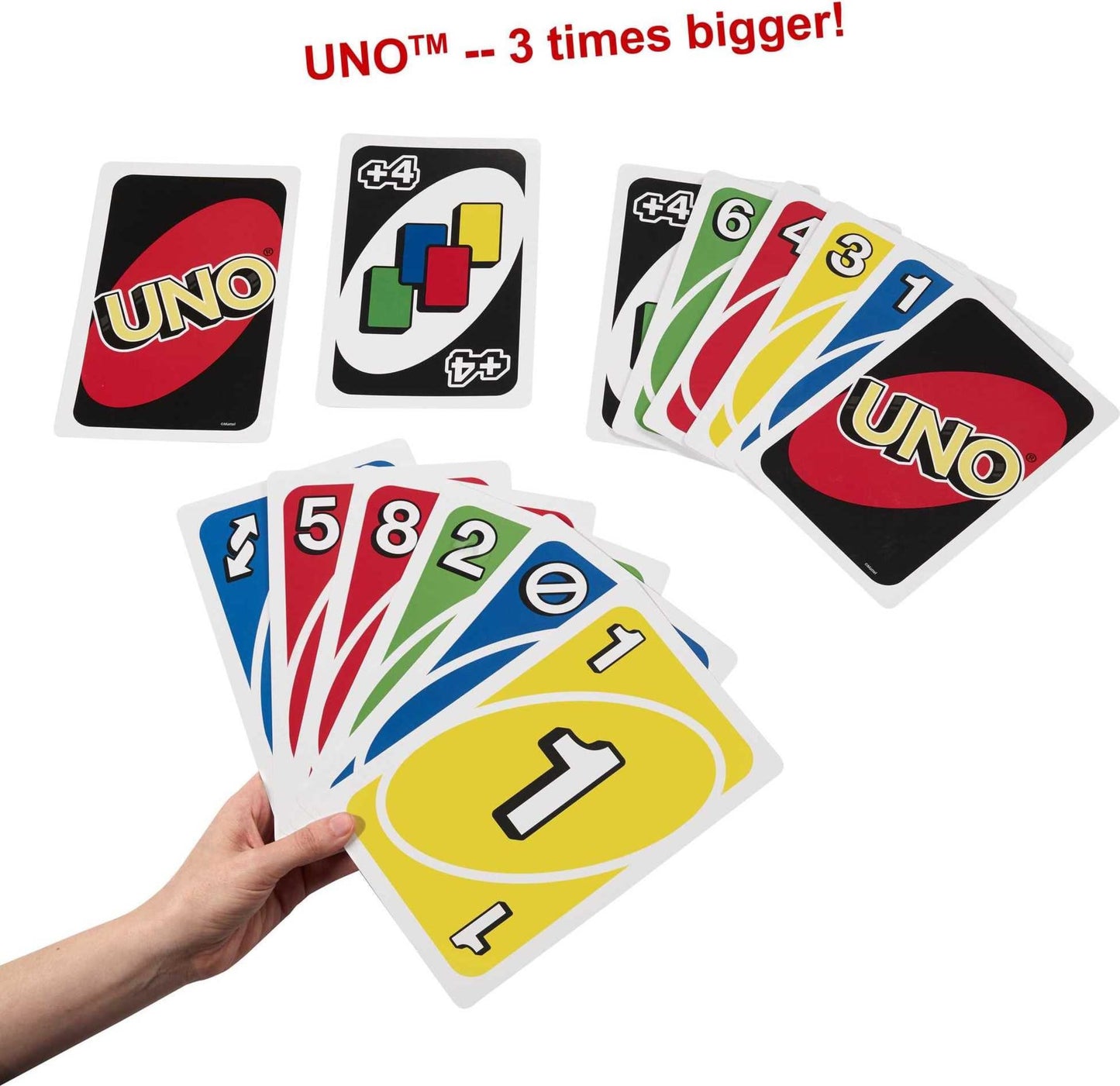 Mattel Games Jeu de Cartes UNO Géant pour Enfants, Adultes et Familles, Accessible aux Daltoniens et Jeu de Cartes Grand Format Personnalisable