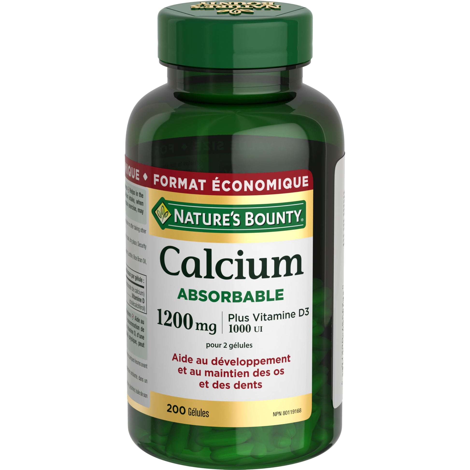 NATURE'S BOUNTY Calcium Plus Vitamin D3, Absorbable, 1200 mg, Helps Bones & Teeth, Softgels, 535 g - Available at All In One Marketplace Canada