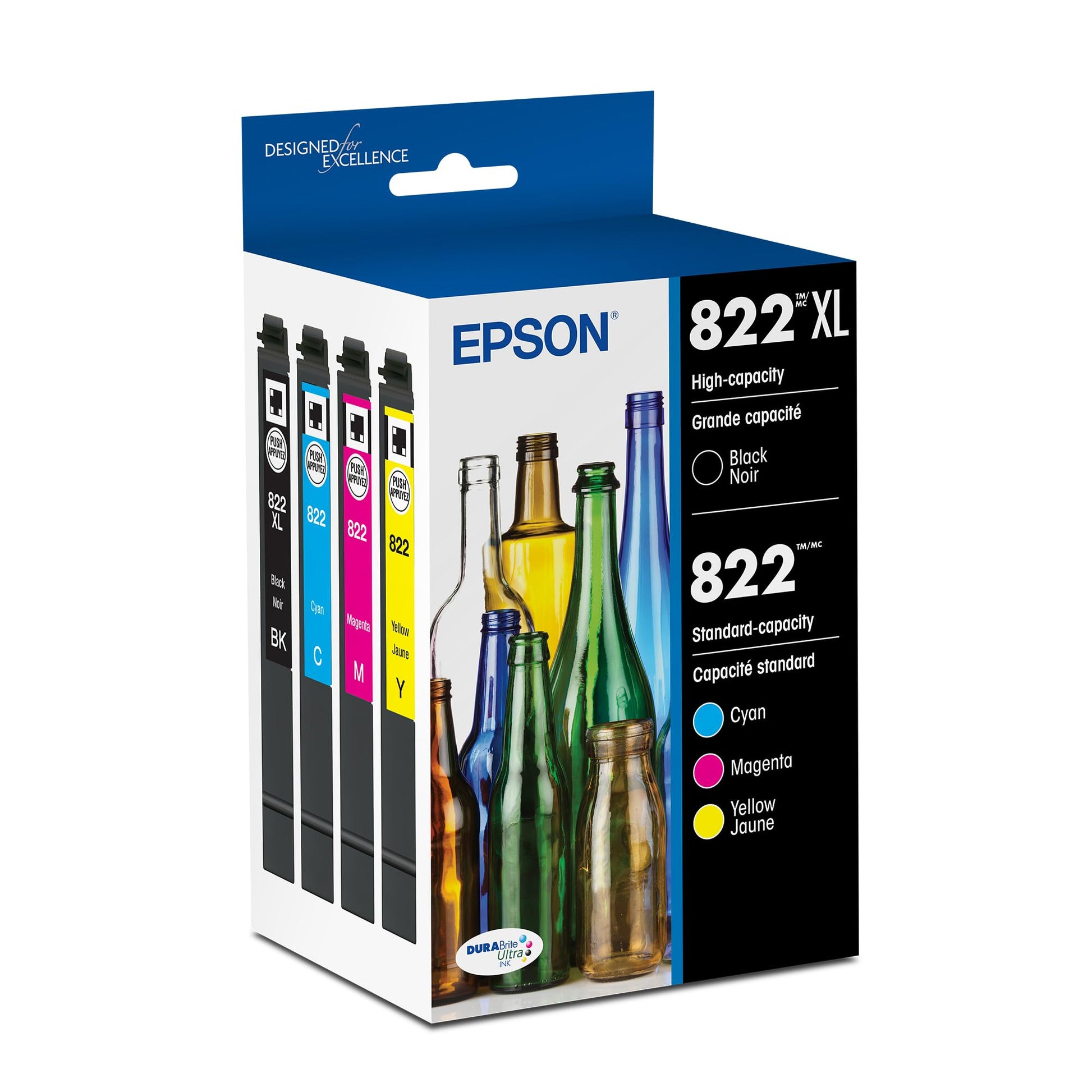 Epson 822 Genuine Ink Cartridge XL Black and Standard Color Combo Pack Epson