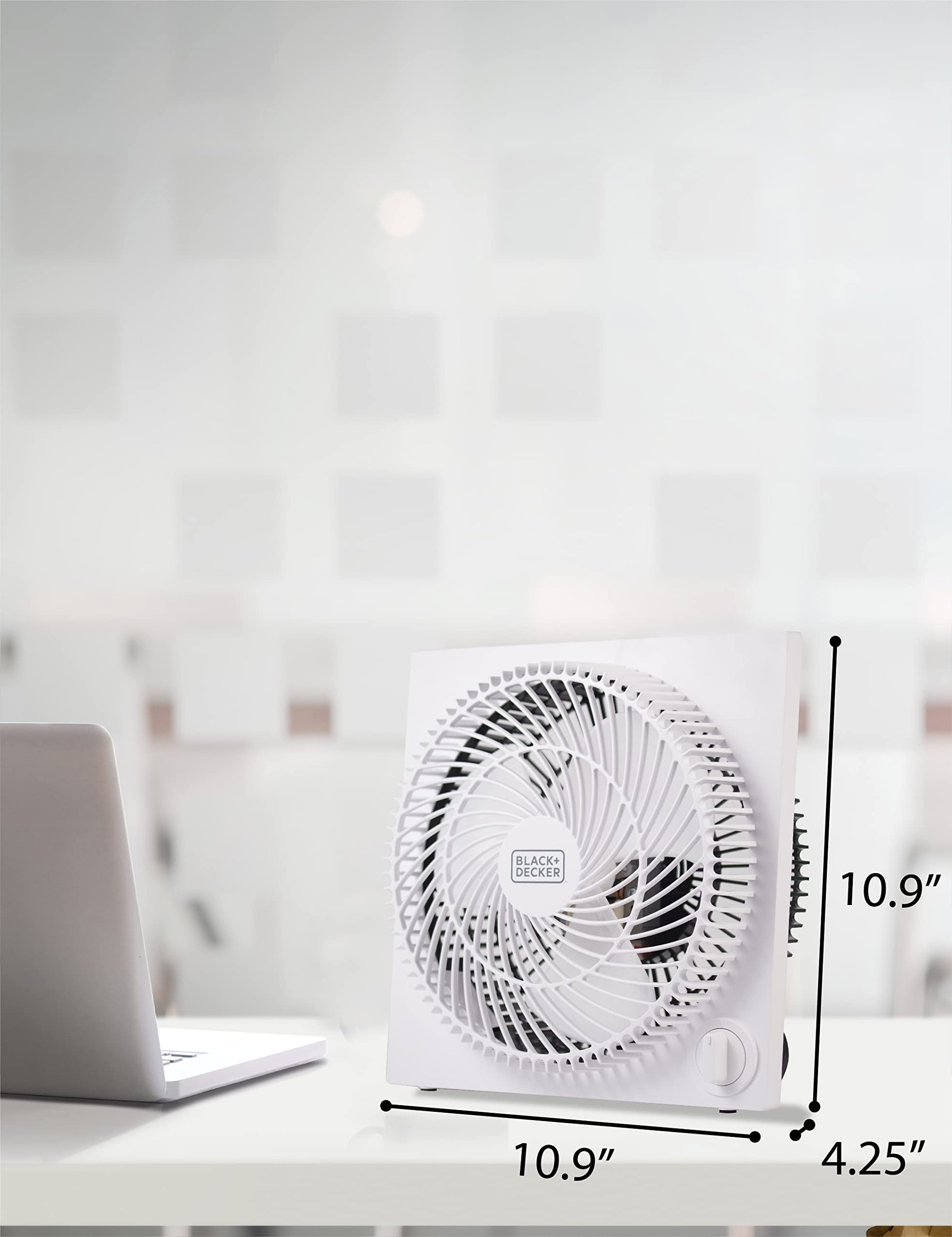 Black & Decker 9 in. Frameless Tabletop Box Fan, White - Available at All In One Marketplace Canada