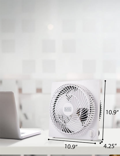 Black & Decker 9 in. Frameless Tabletop Box Fan, White - Available at All In One Marketplace Canada