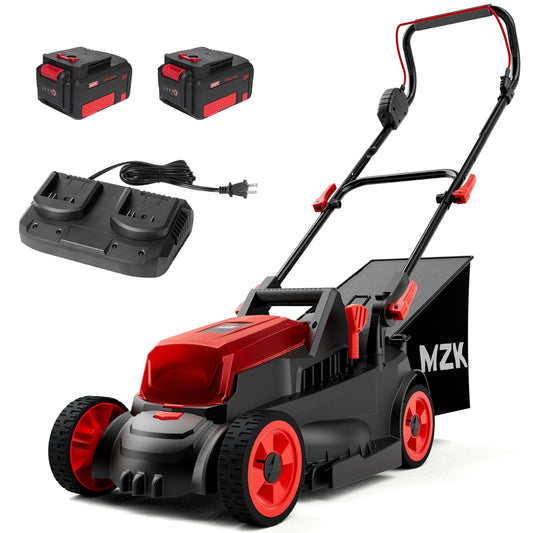 MZK 40V(2 x 20V) 13” Cordless Electric Lawn Mower, Electric Mower with 4-Position Height Adjustment, Compact and Lightweight Push Battery Powered Lawn Mower (LM13CA08) - Available at All In One Marketplace Canada