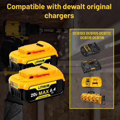 2 Packs 20V Max Battery Replacement for DEWALT 20V Battery Compatible with Dewalt Battery DCB200 DCB205 DCB206 DCB208 DCB180 DCD/DCF/DCG Series Cordless Tools with 3-LED Indicator - Available at All In One Marketplace Canada