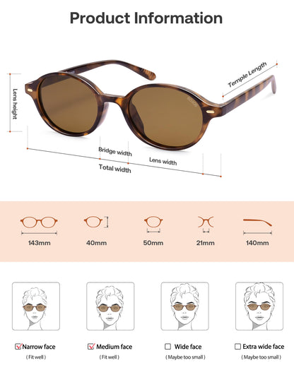 SOJOS Retro Oval Round Polarized Sunglasses Womens Mens, Small Chic Vintage Trendy Sunnies SJ2611, Brown tortoise/Brown - Available at All In One Marketplace Canada