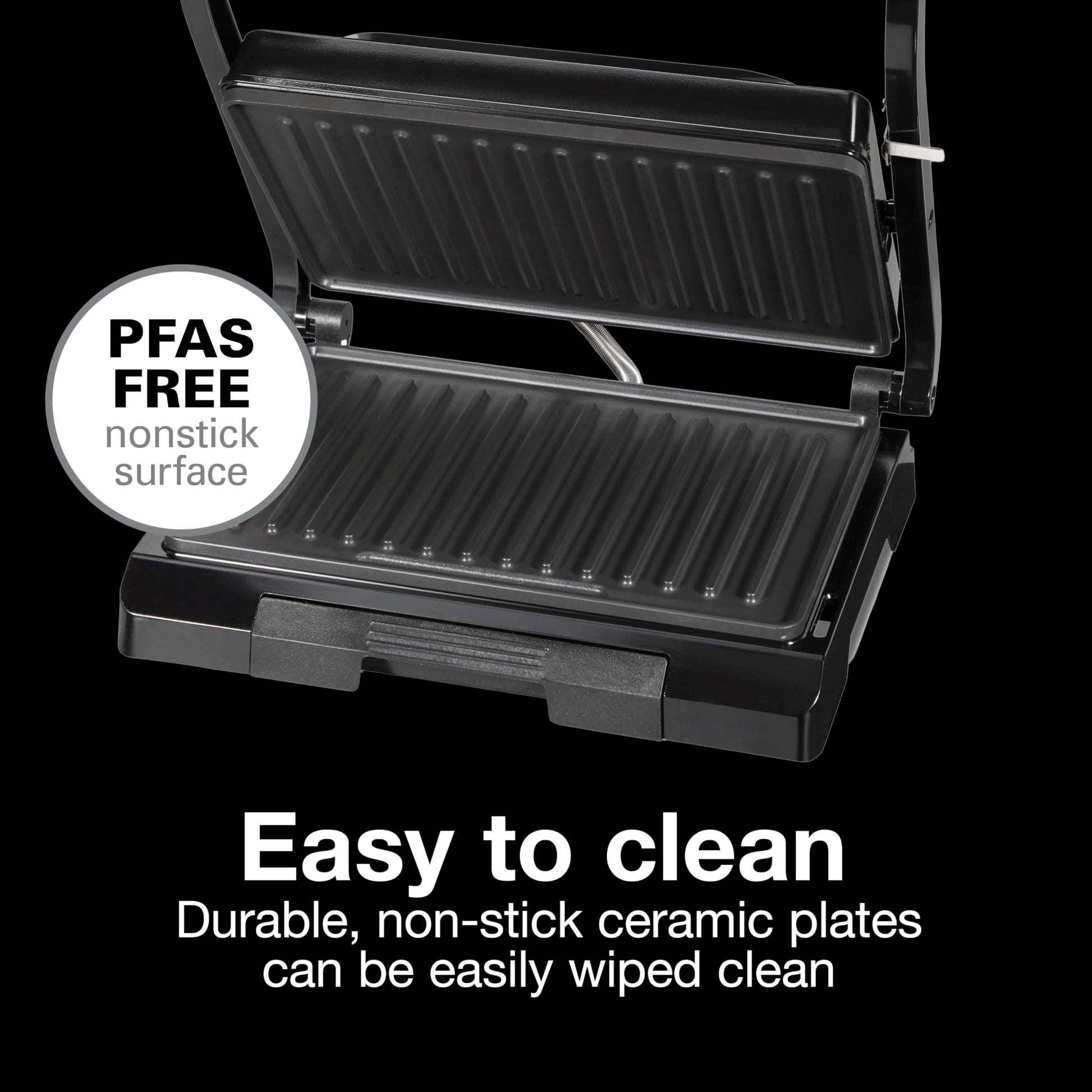 Proctor Silex 4 Serving Panini Press, Sandwich Maker and Compact Indoor Grill, Upright Storage, Easy Clean Nonstick Grids, Black (25440PS) - Available at All In One Marketplace Canada