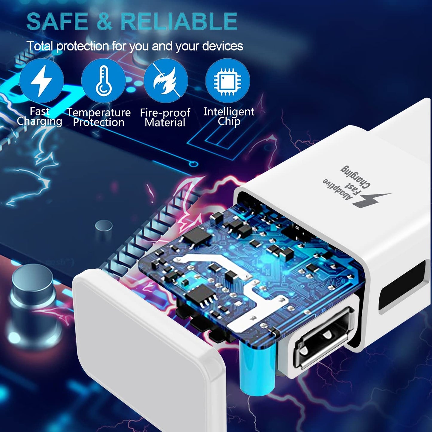 Fast Charging Charger for Samsung Phone, (2 Pack) Powersky Adaptive USB Charger with USB Type C Cable for Galaxy S21, S20, S10, S9, S8, Note10, 9, 8, 7 and A Series, Tablet Charger Chargeur USB C