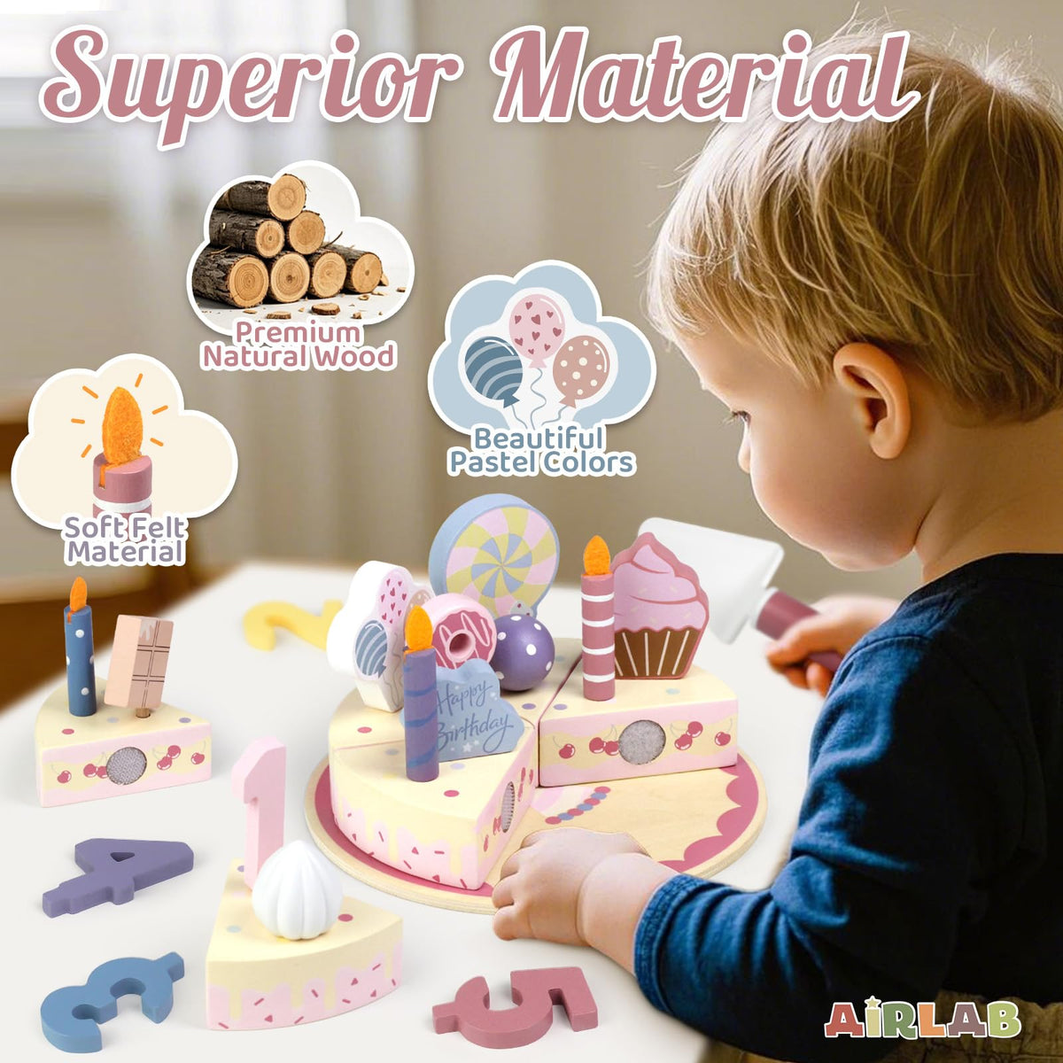 Wooden Birthday Party Cake Play Food Sets 🍁 All In One Marketplace Canada