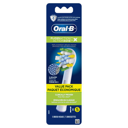 Oral-B FlossAction XFilaments Oral - B Electric Toothbrush Replacement Brush Heads Refill, White (5 Count) Oral-B