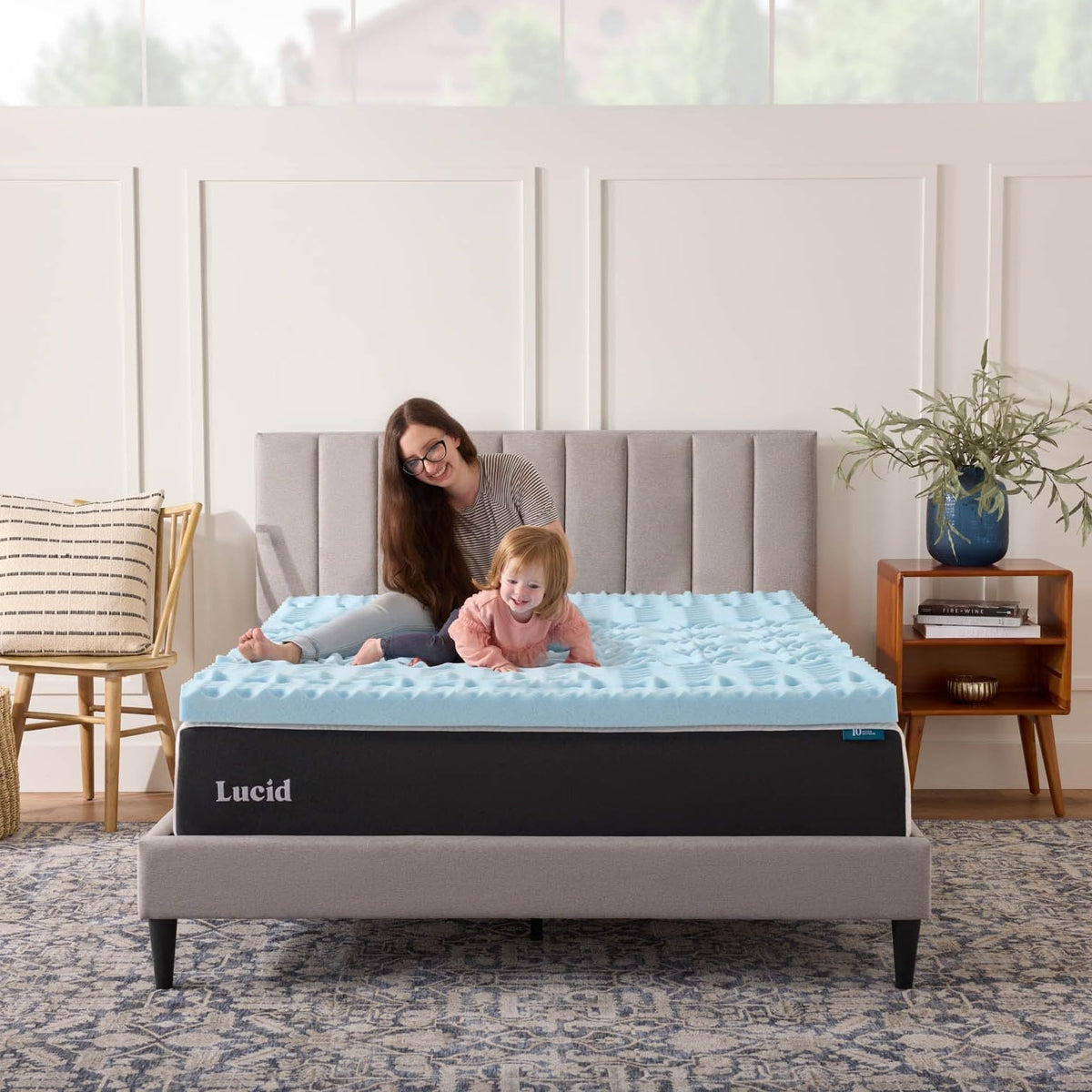 Lucid 3 Inch Gel Memory Foam Plush - Cooling Targeted Convoluted Comfort Zones Mattress Topper, Twin
