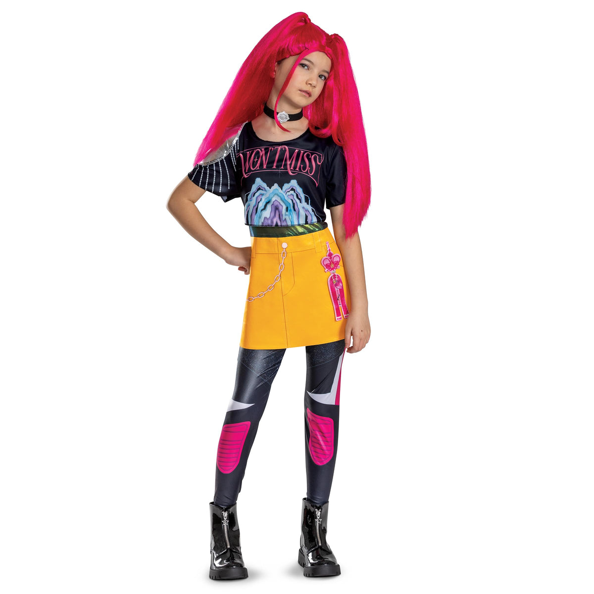 Costume de Mira pour enfants, chasseuse de démons K-Pop, ensemble officiel comprenant une combinaison, une jupe et un collier pour Halloween, taille enfant (10-12 ans)