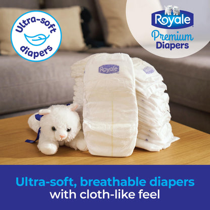 Royale Premium Diapers, Size 2 (12-18 lb), 84 Count, Disposable Baby Diapers