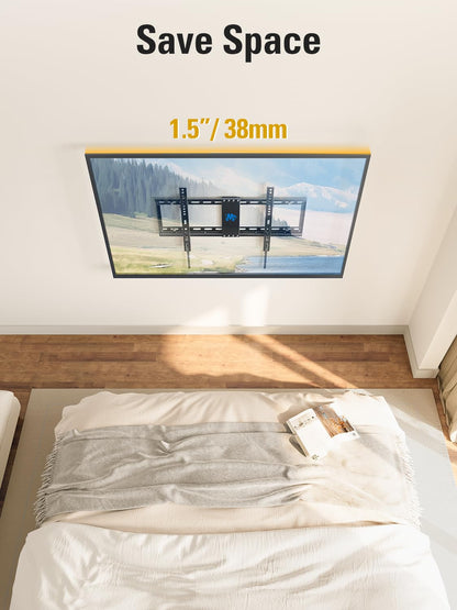 Mounting Dream TV Wall Mount for Most 37-75" TVs, Tilting TV Mount Low Profile up to VESA 600x400mm and 132 LBS Loading, Fits 16", 18", 24" Studs, Easy for TV Centering and Space Saving MD2268-LK