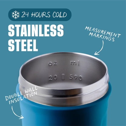 BlenderBottle Strada Shaker Cup Insulated Stainless Steel Water Bottle with Wire Whisk, 24-Ounce, Blue - Available at All In One Marketplace Canada