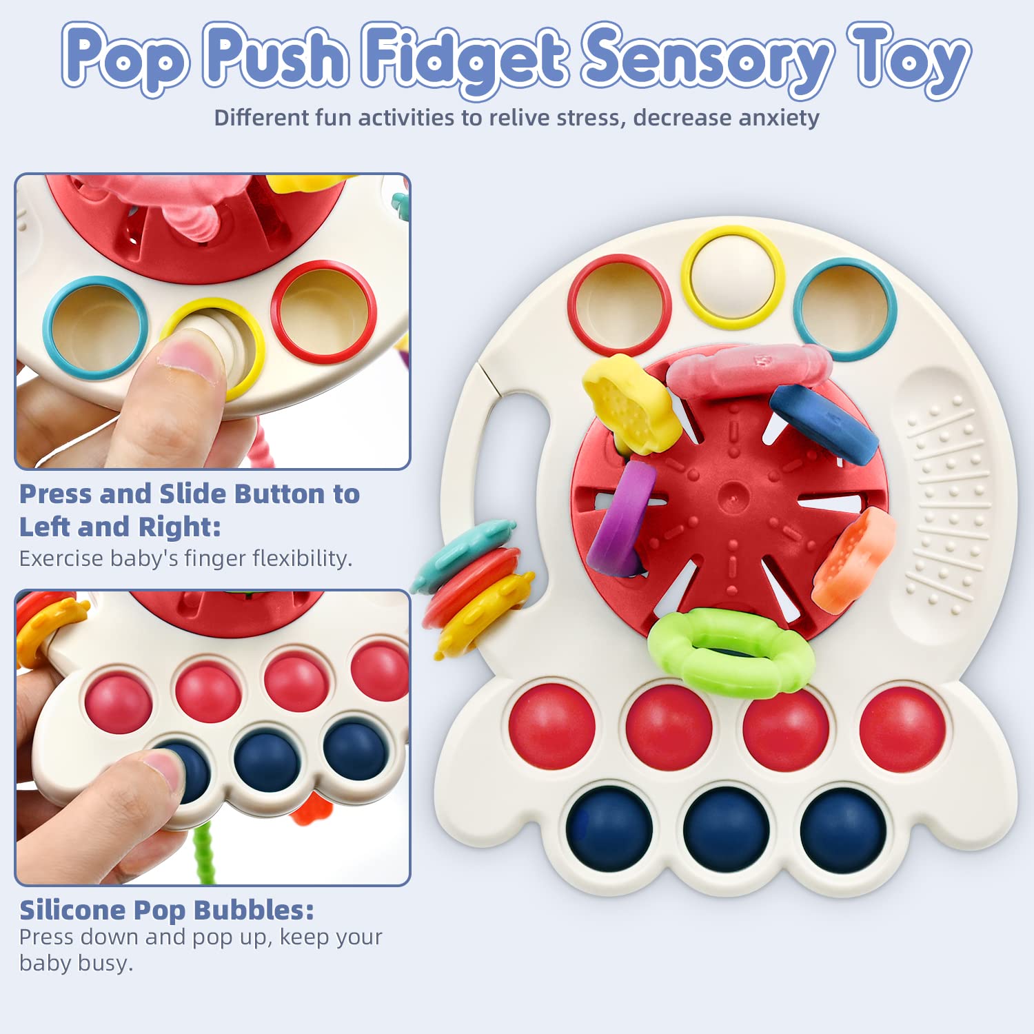 Sensory Montessori Toys for Baby 18 Months, Toddler Travel Toys for 2 Year Old Boy Girl Birthday Gifts, Soft Pull String Fidget Educational Learning Bath Toys for 18 Months Infant Newborn - Available at All In One Marketplace Canada