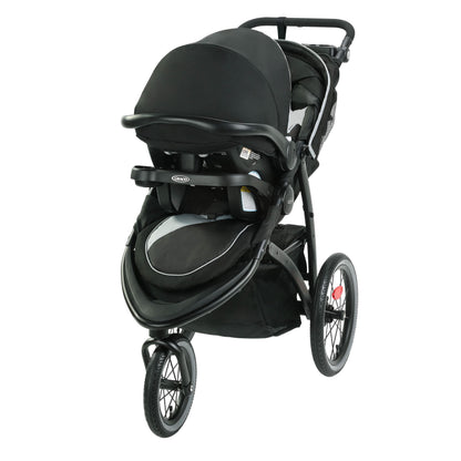 Graco FastAction Jogger LX Travel System, Compact Jogging Baby Stroller and Car Seat Combo with SnugRide SnugLock 35 Lite Infant Car Seat, Rear-Facing from 1.8-16 kg (4-35 lb), Mansfield