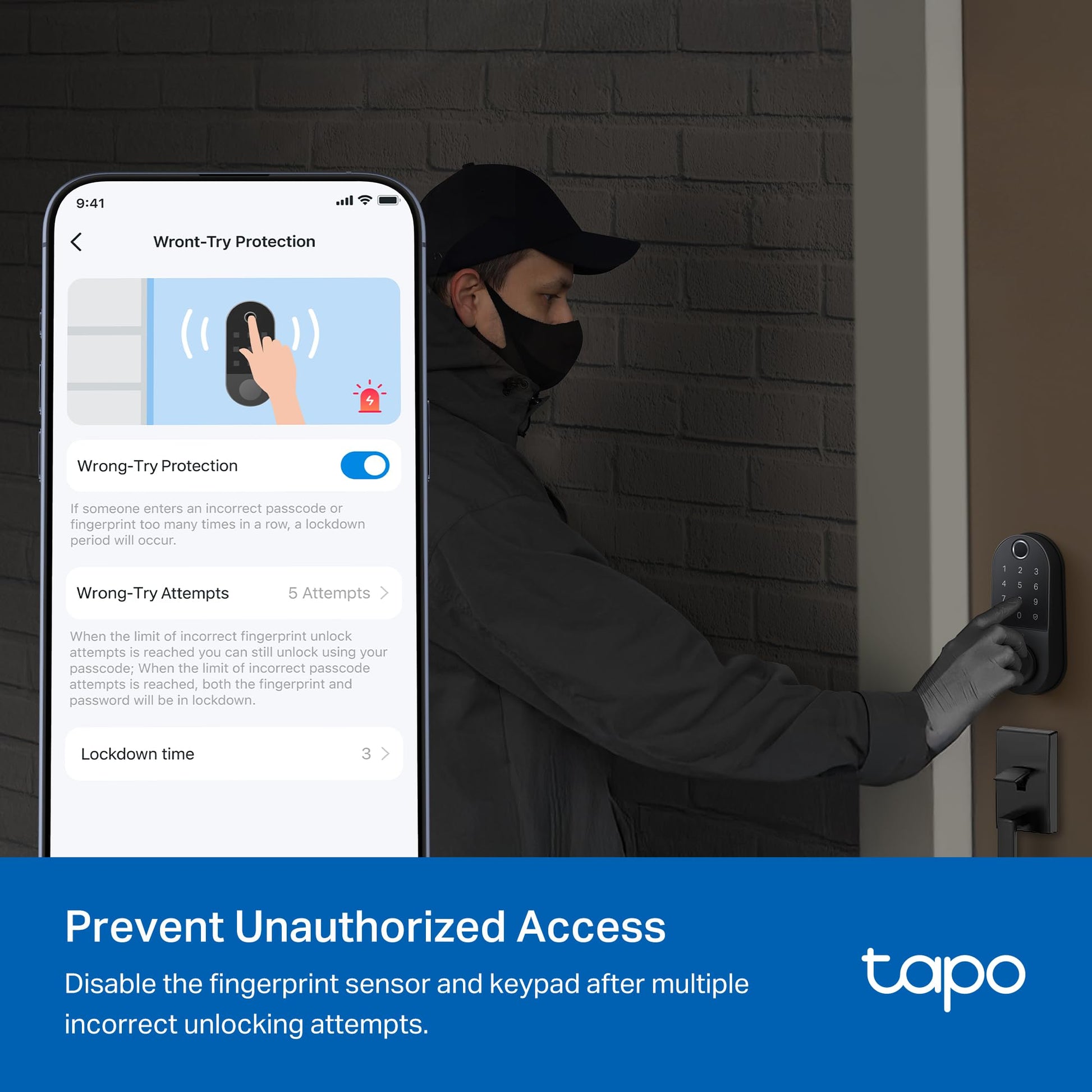 Tapo Smart Door Lock, Deadbolt | Keyless Entry, Fingerprint Recognition, Touchscreen Keypad & in-App Monitoring with Scheduled Access | 1-Year Rechargeable Battery | BHMA Grade 2 | Tapo DL110 - Available at All In One Marketplace Canada