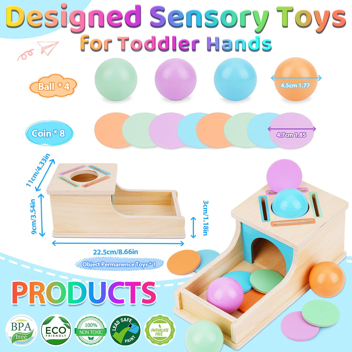 FCSONU Toddlers Montessori Ball & Coin Box Toys for 1 2 3 Year Old Boy Girl 🍁 All In One Marketplace Canada